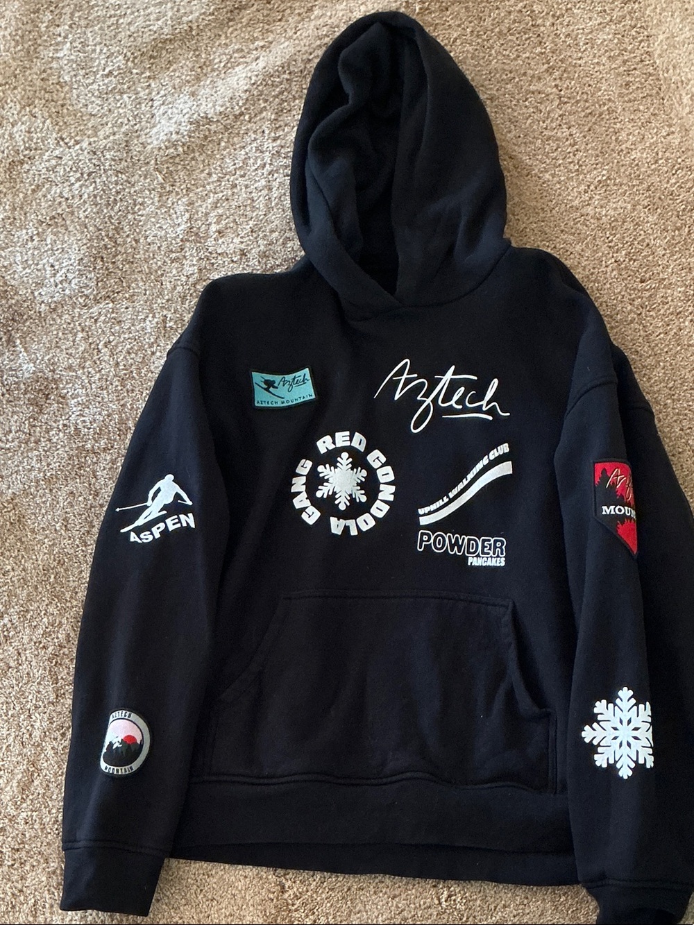 Black Graphic Ski Hoodie - Mountain